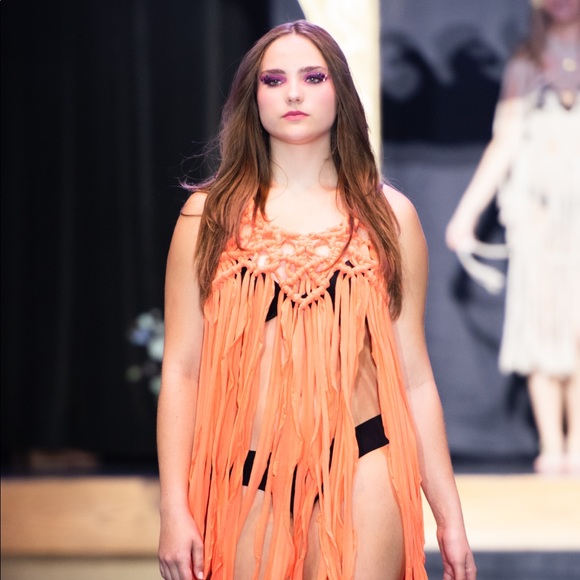 High End Handmade Cover Up Dress Coral - Picture 15 of 16